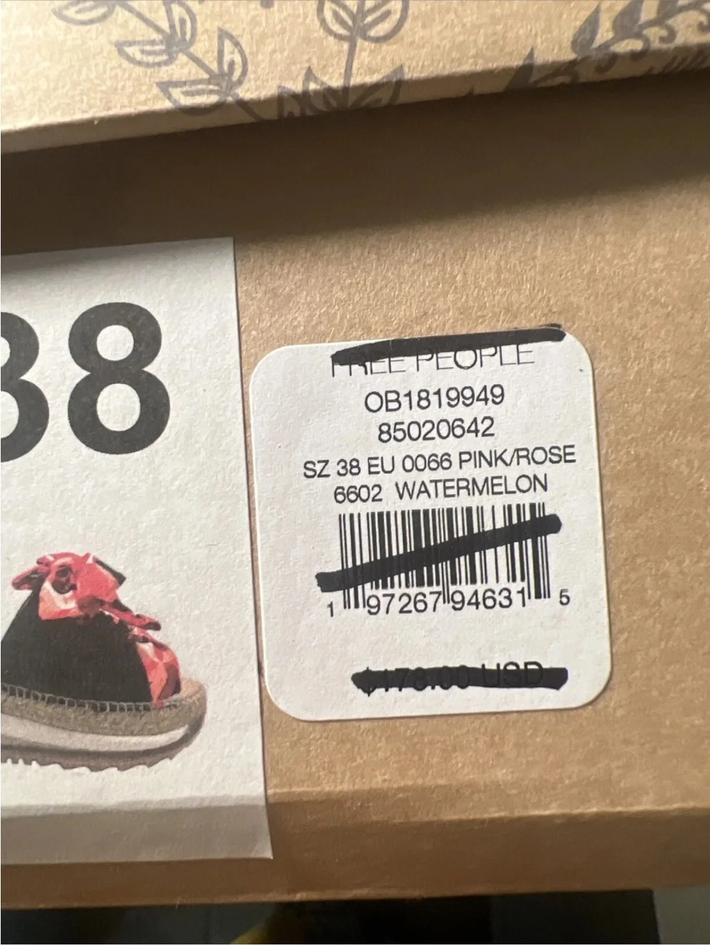 NIB Free People Chapmin Sport Sandal Sneaker Espadrille Ribbons Black Red 38 /8